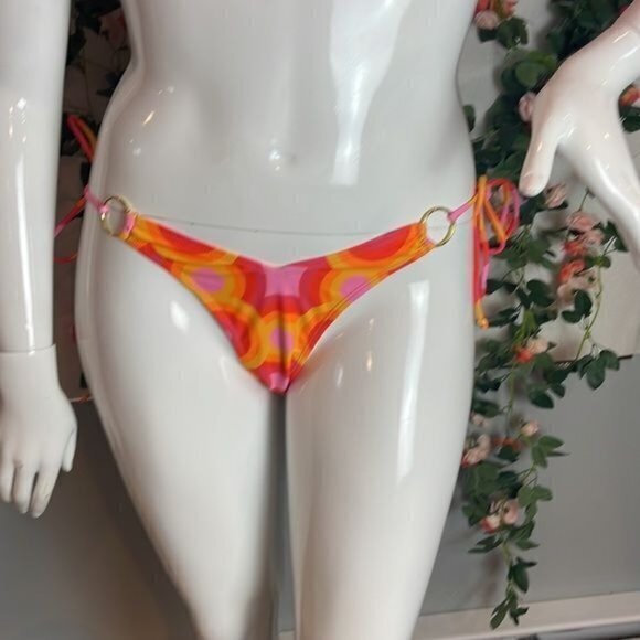 Forplay Strapless Cheeky Gold O Ring Side Tie Bikini Size M RefFNB - Picture 6 of 12